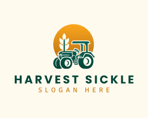 Wheat Farming Tractor logo design