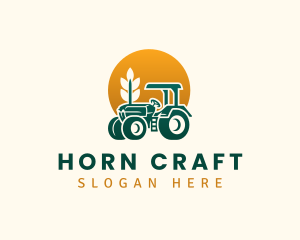 Wheat Farming Tractor logo design