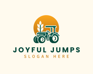 Wheat Farming Tractor logo design