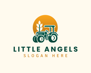 Wheat Farming Tractor logo design