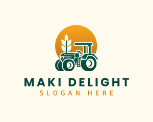 Wheat Farming Tractor logo design