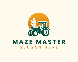 Wheat Farming Tractor logo design