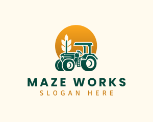 Wheat Farming Tractor logo design