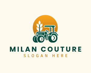 Wheat Farming Tractor logo design