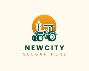 Wheat Farming Tractor logo design