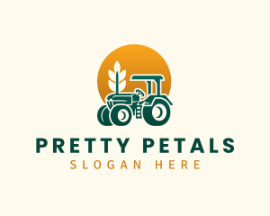 Wheat Farming Tractor logo design