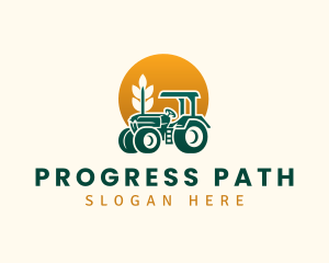 Wheat Farming Tractor logo design