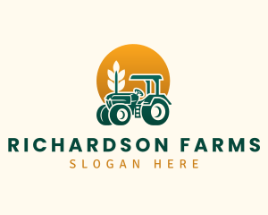 Wheat Farming Tractor logo design