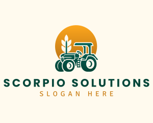 Wheat Farming Tractor logo design