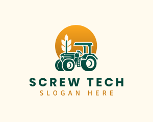 Wheat Farming Tractor logo design