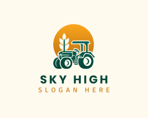 Wheat Farming Tractor logo design