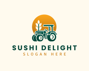 Wheat Farming Tractor logo design