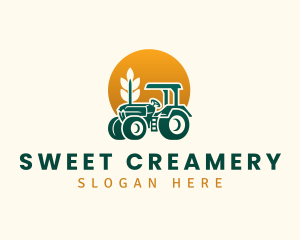 Wheat Farming Tractor logo design