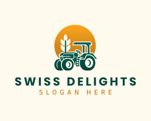 Wheat Farming Tractor logo design