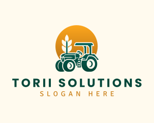 Wheat Farming Tractor logo design