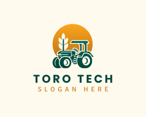 Wheat Farming Tractor logo design