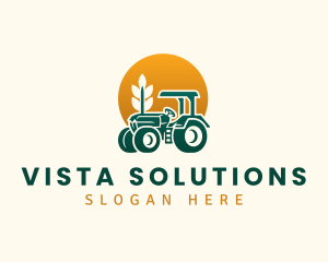 Wheat Farming Tractor logo design