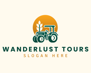 Wheat Farming Tractor logo design