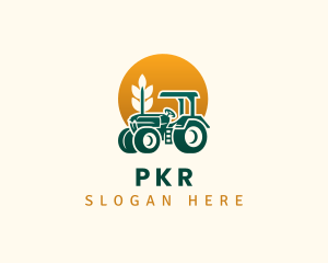 Wheat Farming Tractor logo design