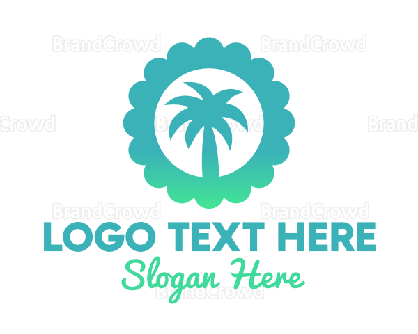 Blue Tropical Palm Tree Logo