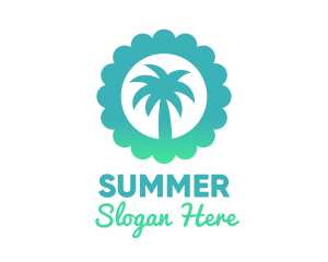 Blue Tropical Palm Tree  logo design