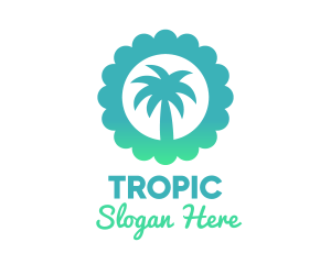 Blue Tropical Palm Tree  logo design