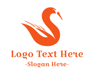 Swim - Orange Fire Swan logo design