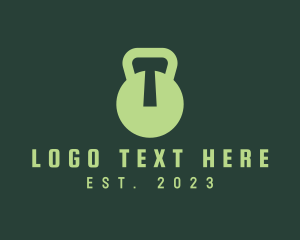 Powerlifter - Kettlebell Weights Letter T logo design