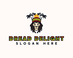 Dreadlocks - Rastafarian Reggae Lion logo design