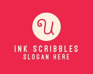 Handwritten - Pink Handwritten Letter U logo design