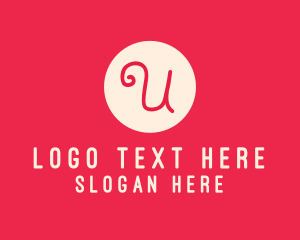 Initial - Pink Handwritten Letter U logo design