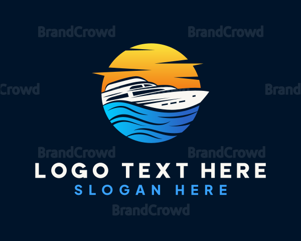 Sunset Yacht Boat Logo