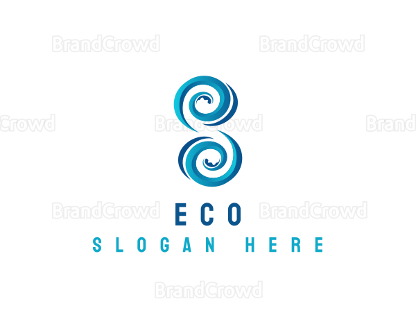Ocean Wave Letter S Logo
