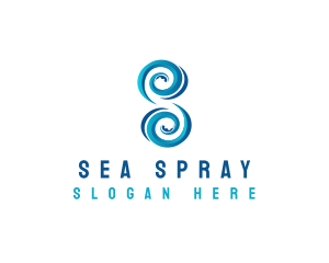 Ocean Wave Letter S logo design