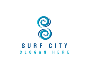 Ocean Wave Letter S logo design