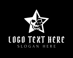 Rock And Roll - Death Skull Star logo design