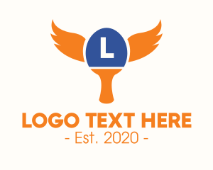 Paddle - Table Tennis Wings Lettermark logo design