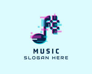Music Streaming Glitch logo design