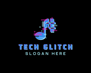 Music Streaming Glitch logo design