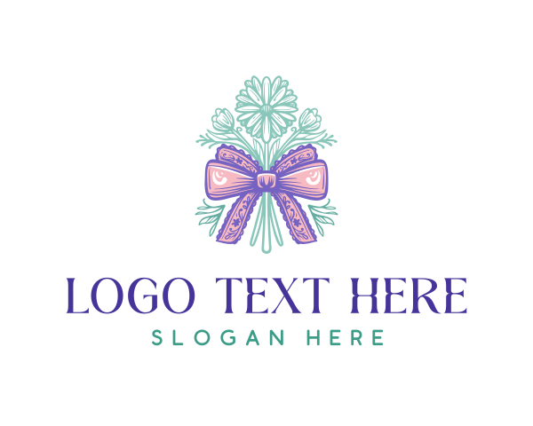 Delicate - Floral Coquette Ribbon logo design