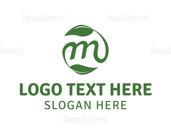 Leaf Stem Letter M Logo