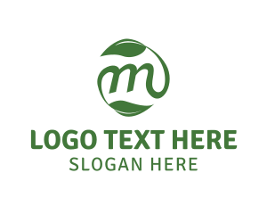 Tea - Leaf Stem Letter M logo design