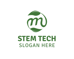 Stem - Leaf Stem Letter M logo design