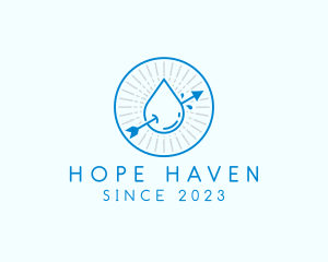 H2o - Water Droplet Arrow logo design