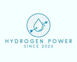 Hydrogen - Water Droplet Arrow logo design