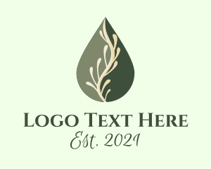 Beauty Products - Leaf Vine Oil Droplet logo design