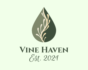 Leaf Vine Oil Droplet logo design