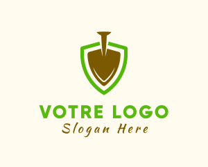 Tree Planting - Garden Shield Shovel logo design