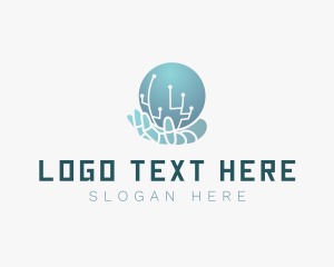 Web Developer - Global Technology Hand logo design