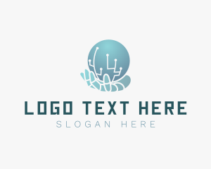 Online - Global Technology Hand logo design